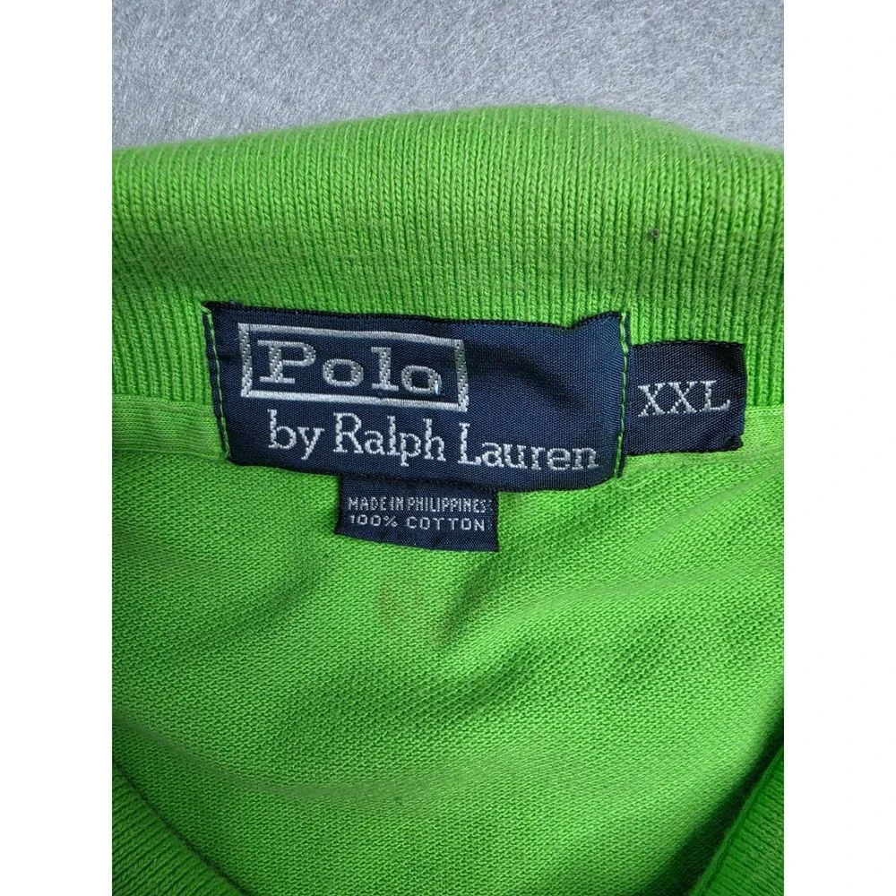 Polo Ralph Lauren Polo Shirt Mens 2XL Green 100% Cotton High Low Hem Golf Tennis